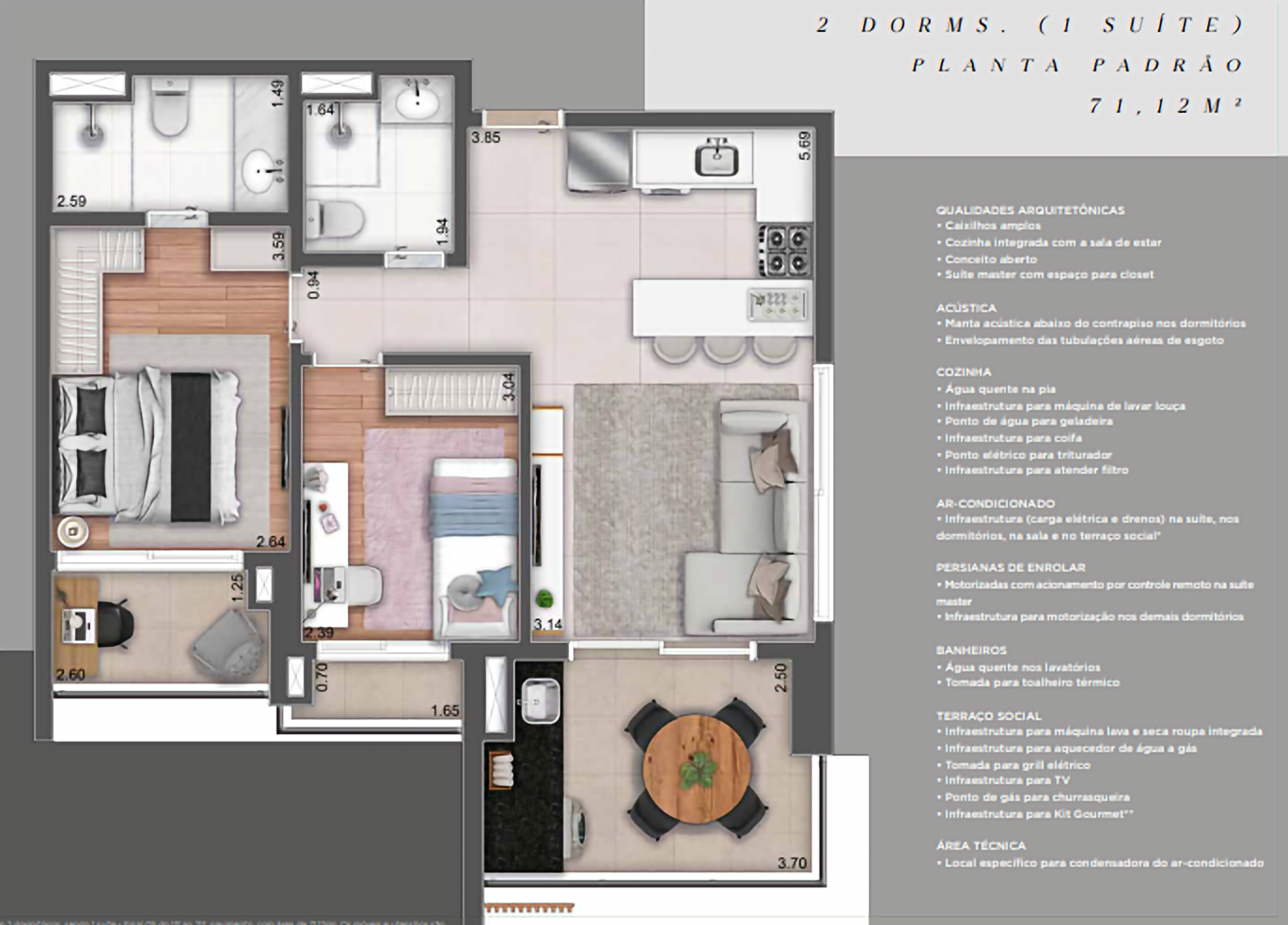 Planta 71m²